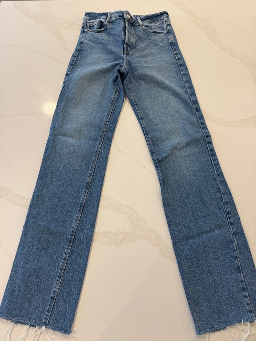 Zara Straight Leg Jeans in Light Blue Denim